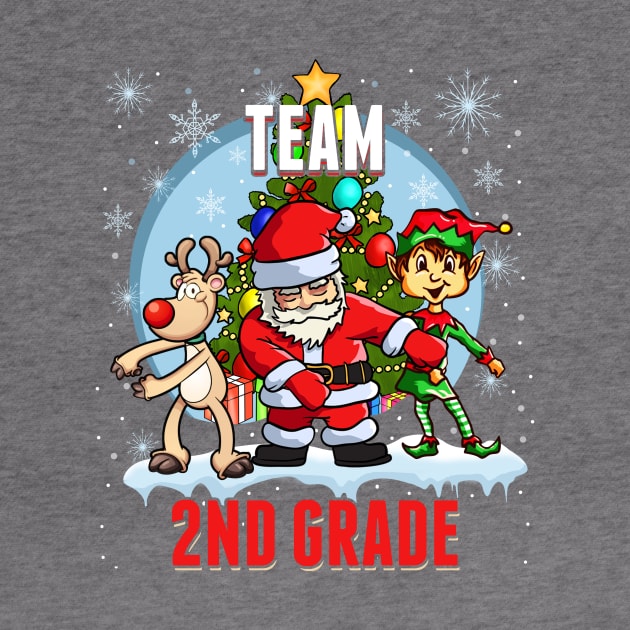 Team 2ND GRADE Santa Elf Reindeer Flossing Kids Christmas by johnbbmerch